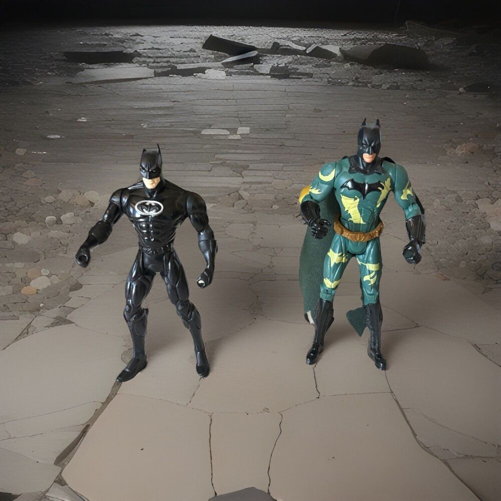 Vintage DC Comics Batman Action Figures Lot of 2 Black 1997 Green Camo 2008